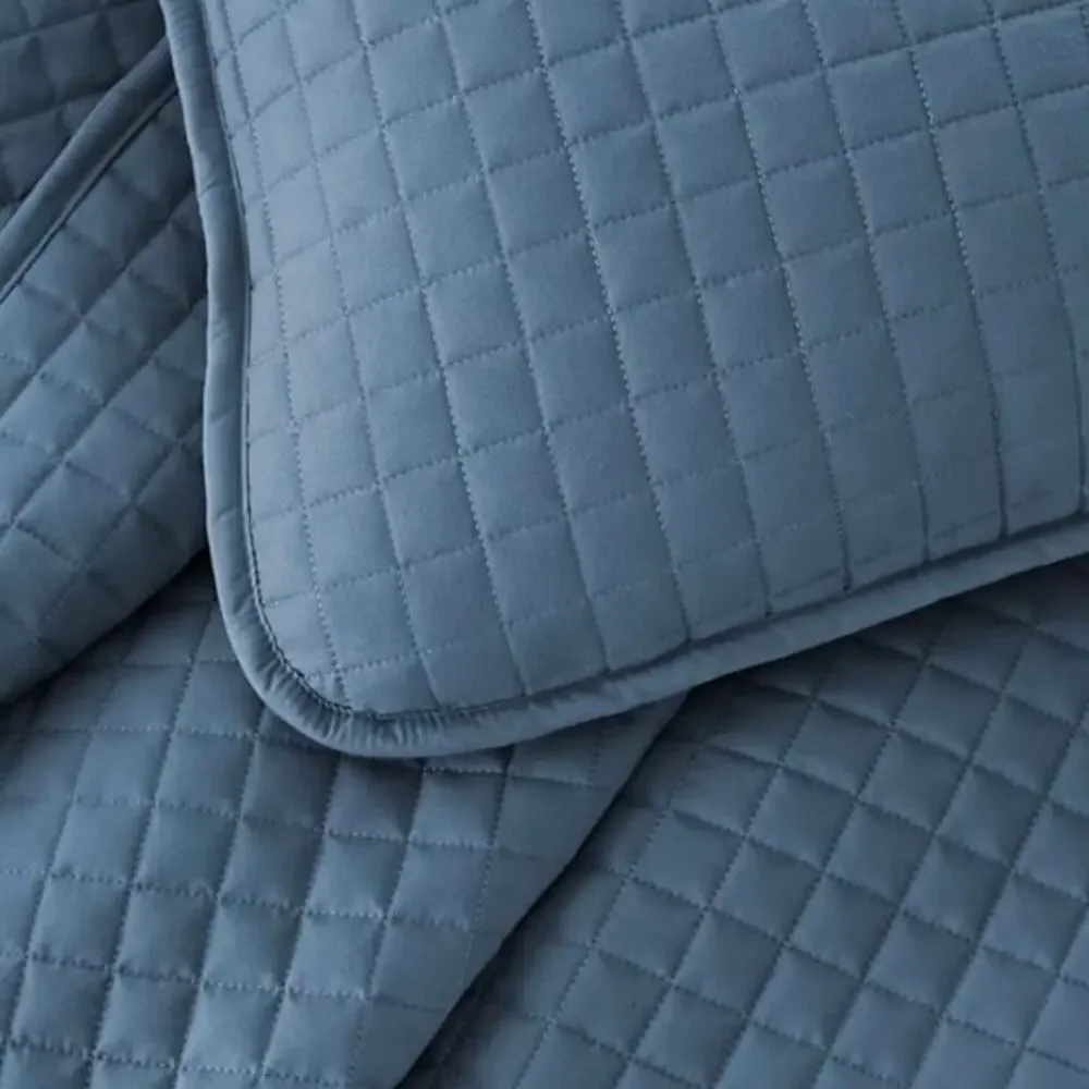 Southshore Fine Linens Oversized Lightweight 3 Pc Quilt Set Blue Full/Queen